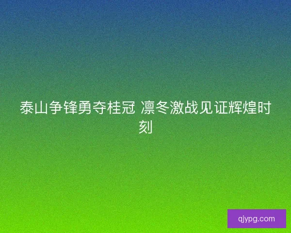 泰山争锋勇夺桂冠 凛冬激战见证辉煌时刻